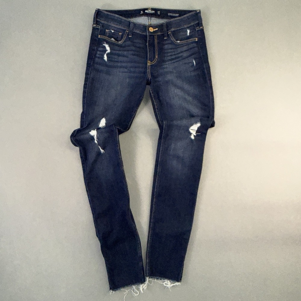 Women's Hollister Low Rise Super Skinny Stretch Distressed Raw Hem Jeans Size 5L